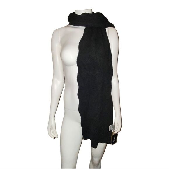 INC International Concepts Black Chevron Knit Muffler Scarf Women's One Size NWT - Picture 2 of 4